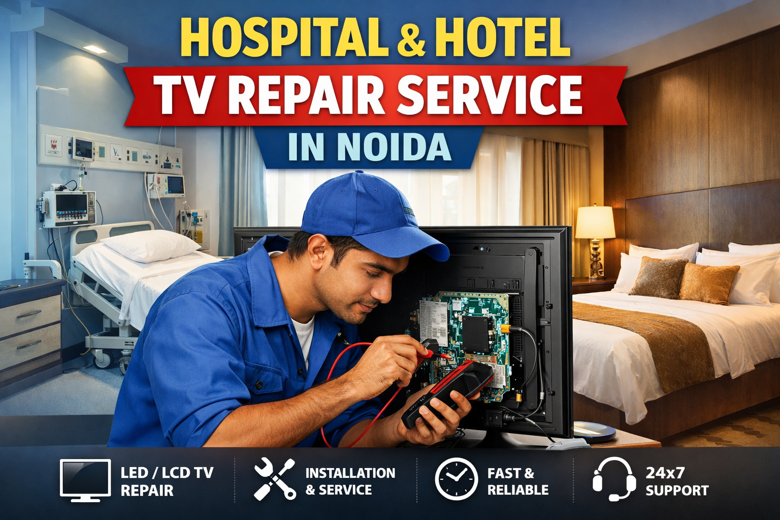 Hospital and Hotel TV Repair Service in Noida - Doorstep Commercial TV Repair